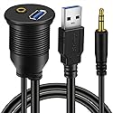 BATIGE USB 3.0 & 3.5mm Car Mount Flush Cable, 3ft