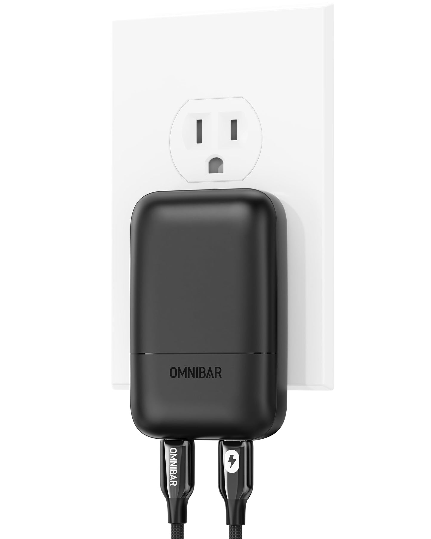 Omnibar Slim Flat 67W USB C Wall Charger, 2-Port PD 3.0 PPS GaN Fast Charger Block, Foldable Compact USB C Power Adapter for iPhone 17 16 15, Samsung