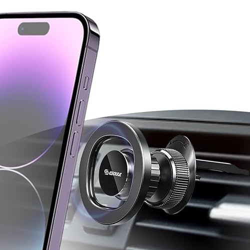 Esoulk] Magnetic Car Mount for iPhone & Samsung Galaxy, MagSafe-Compatible Phone Holder for Car Vent with Strong Magnetic Hold, Compact Air Vent Mount