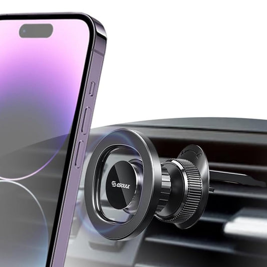 Esoulk] Magnetic Car Mount for iPhone & Samsung Galaxy, MagSafe-Compatible Phone Holder for Car Vent with Strong Magnetic Hold, Compact Air Vent Mount