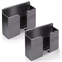 GrliTra 2 Pcs Wall Mount Phone Holder with 3M Adhesive Phone Stand with Data Cable Receiving Hole, Charger Remote Control Storage Box for Bedroom