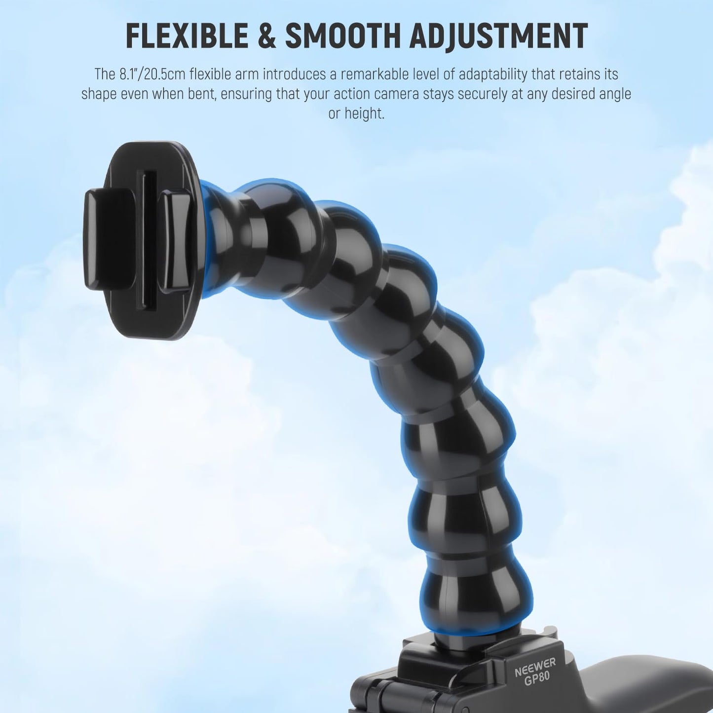 NEEWER Flexible Clamp Mount Compatible with GoPro DJI Action Cameras, Jaw Flex Super Clamp Holder, Desk Pole Clip Mount with Tube & Adapter