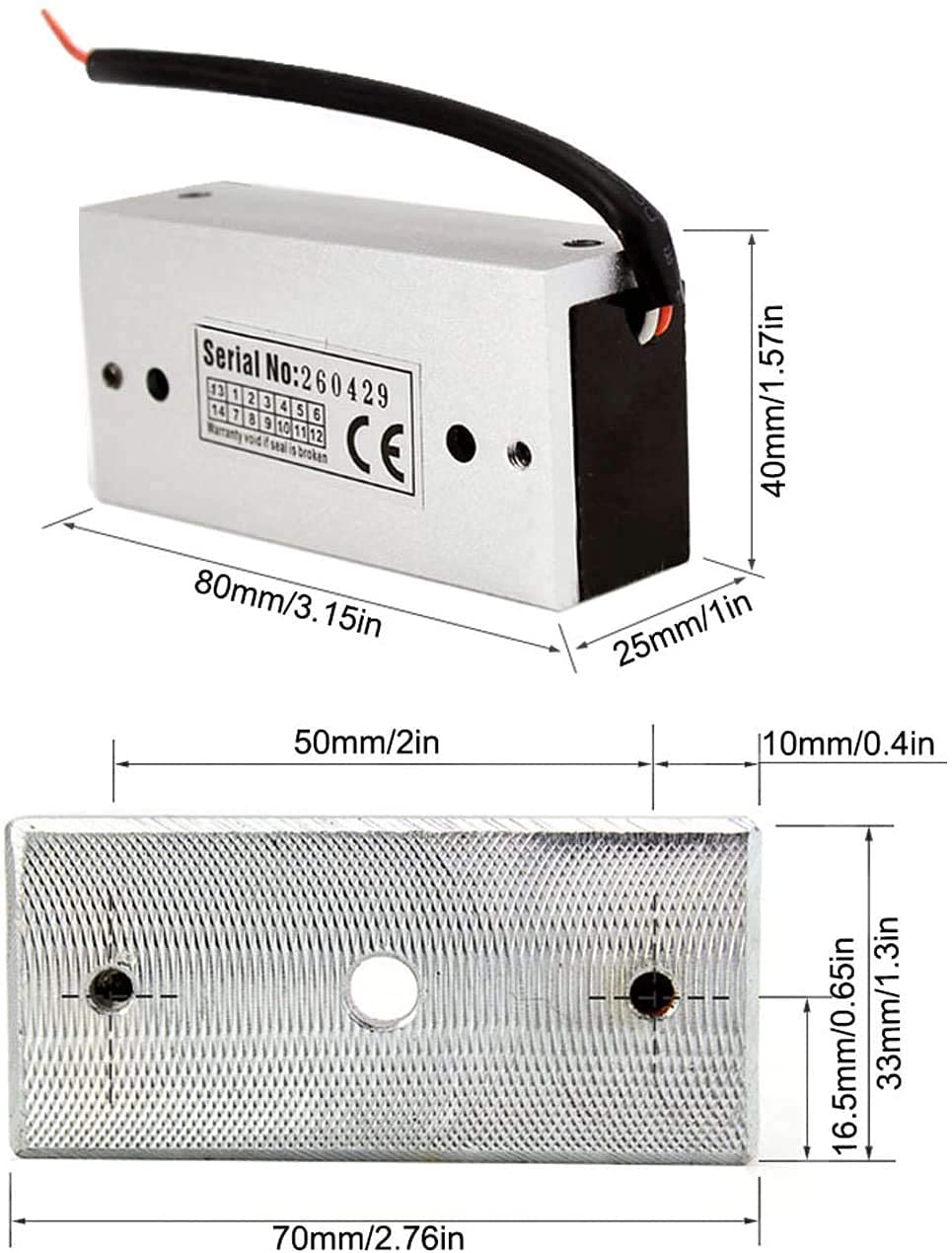 UHPPOTE 60KG 120lbs Holding Force Mini Electromagnet Lock 12V Fail Safe for Door Acces Control System