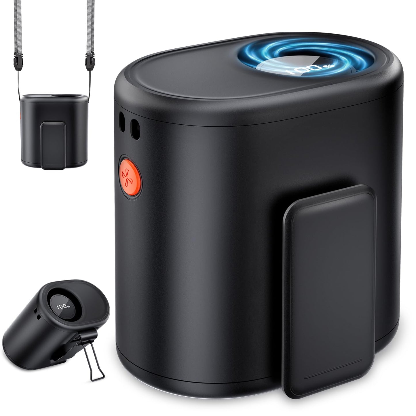 AI Portable Waist Fan, 6-Speed 15,000RPM Strong Turbo Airflow, 30H Cooling Battery Powered Personal Fan Rechargeable, Wearable Hands-Free