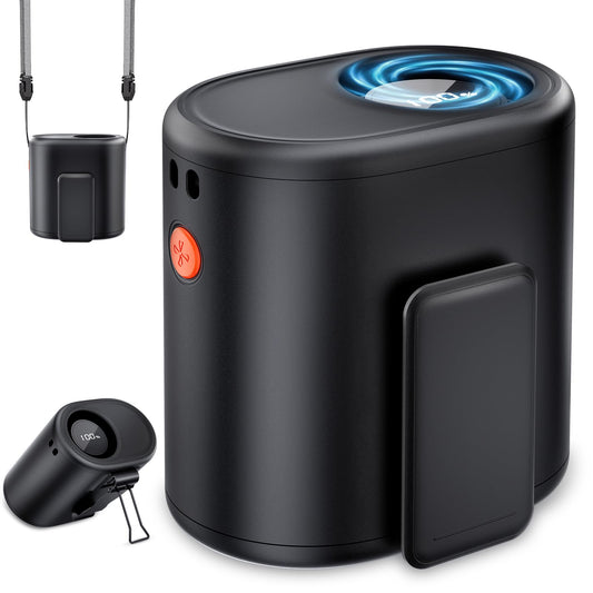 AI Portable Waist Fan, 6-Speed 15,000RPM Strong Turbo Airflow, 30H Cooling Battery Powered Personal Fan Rechargeable, Wearable Hands-Free