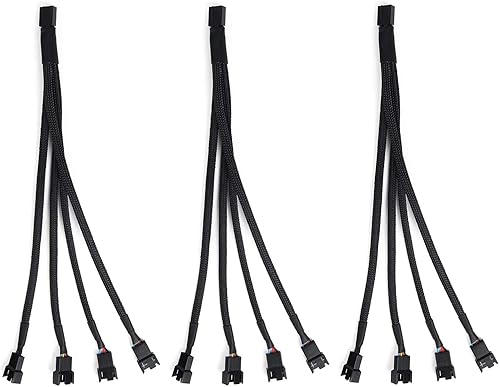 Aypzuke 3 Pack Computer PC PWM Fan Splitter Cable 1 to 4 (4 Pin+3 Pin)
