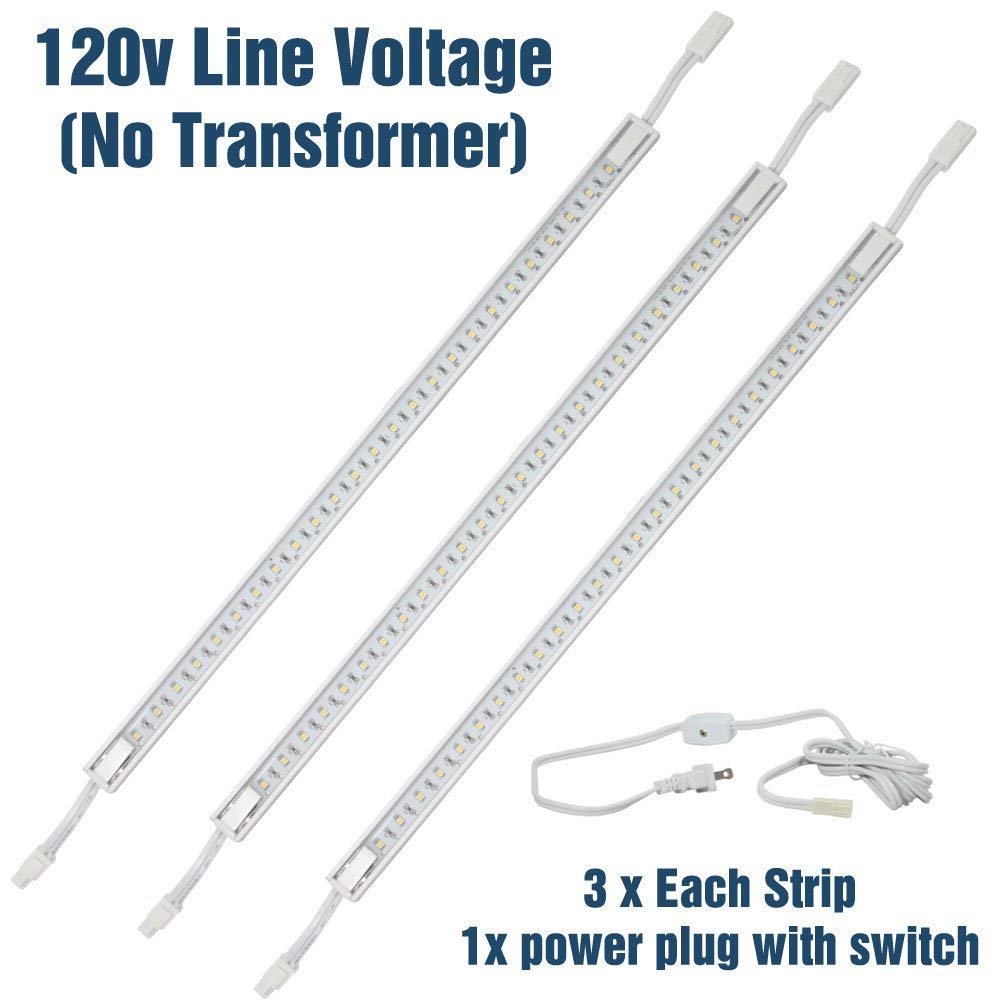 H. Bowes Professional Grade - 120 Line-Voltage LED Light … (3 Pack 16" White Strip/Cool Light)