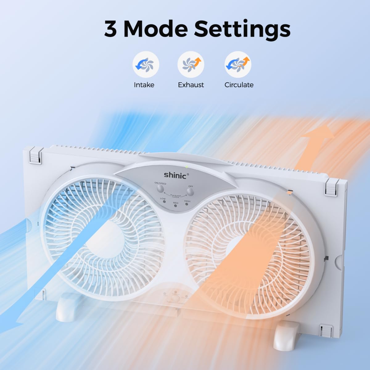 shinic 9" Window Fan Low-Noise Reversible Remote Control 3-Speed, ETL