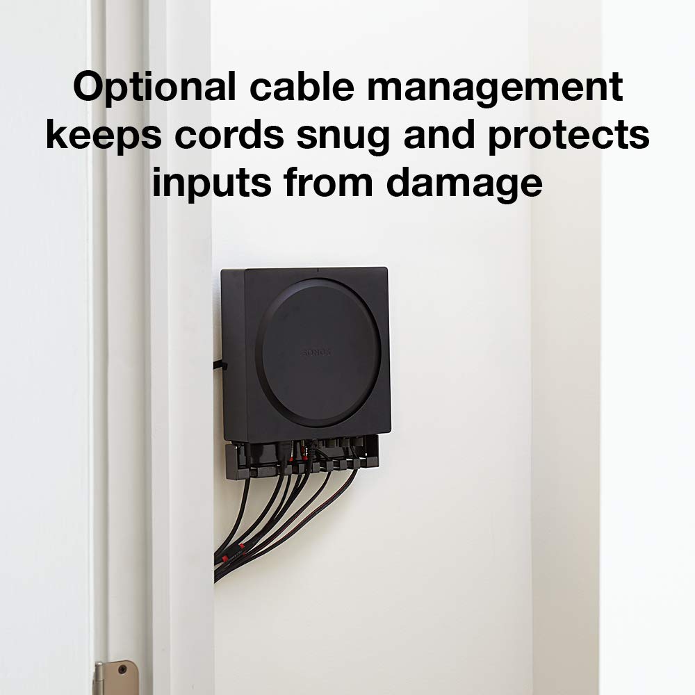 Sanus Wall Mount for Sonos Amp - Slim Black Design with Lockable Latch for Security - Low Profile Bracket Design Mounts in Any Orientation - Built-in