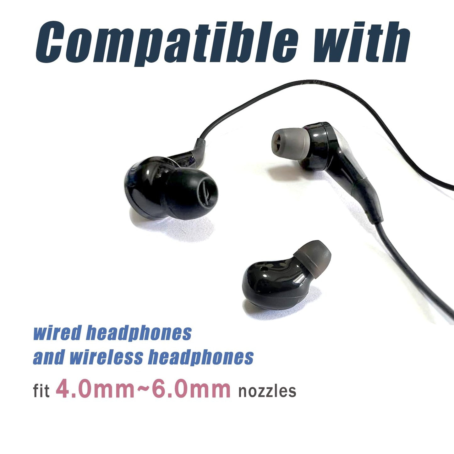 8 Pairs XS/S Extra Small Ear Tips - Fit for Small Ears, Universal Replacement Tips for Most In-Ear Earbuds, Black