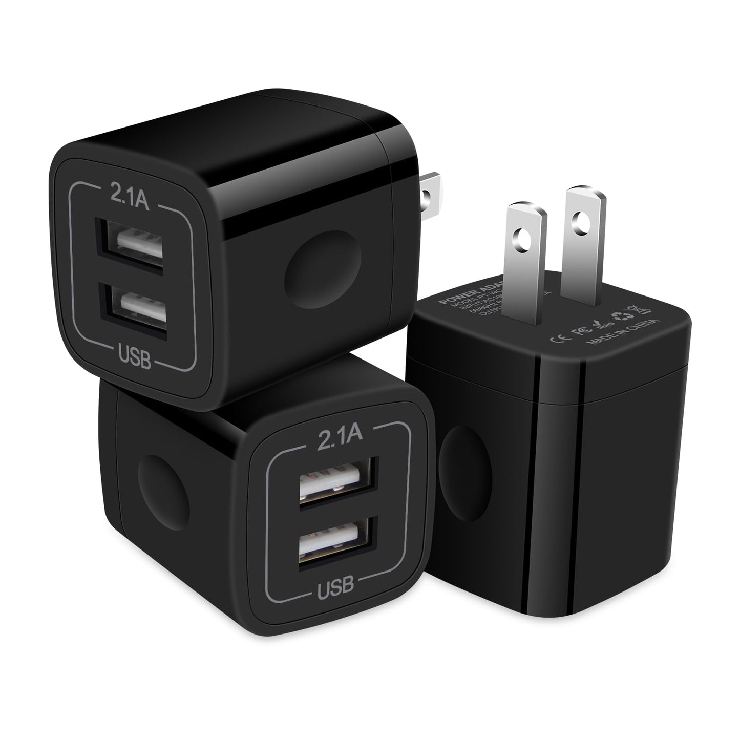 USB Plugs Wall Outlet Power Adapter Dual USB Electric Plug Charging Cube Compatible iPhone 17e 17 Pro Max Air 16e 16 Plus 15 14 13 12,Samsung Galaxy