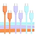 Cable Matters 3-Pack USB C Charging Cable 3ft in Orange Blue Purple, Up to [60W Charging, 480Mbps] Apple CarPlay, Android Auto, USB C Cable for iPhone