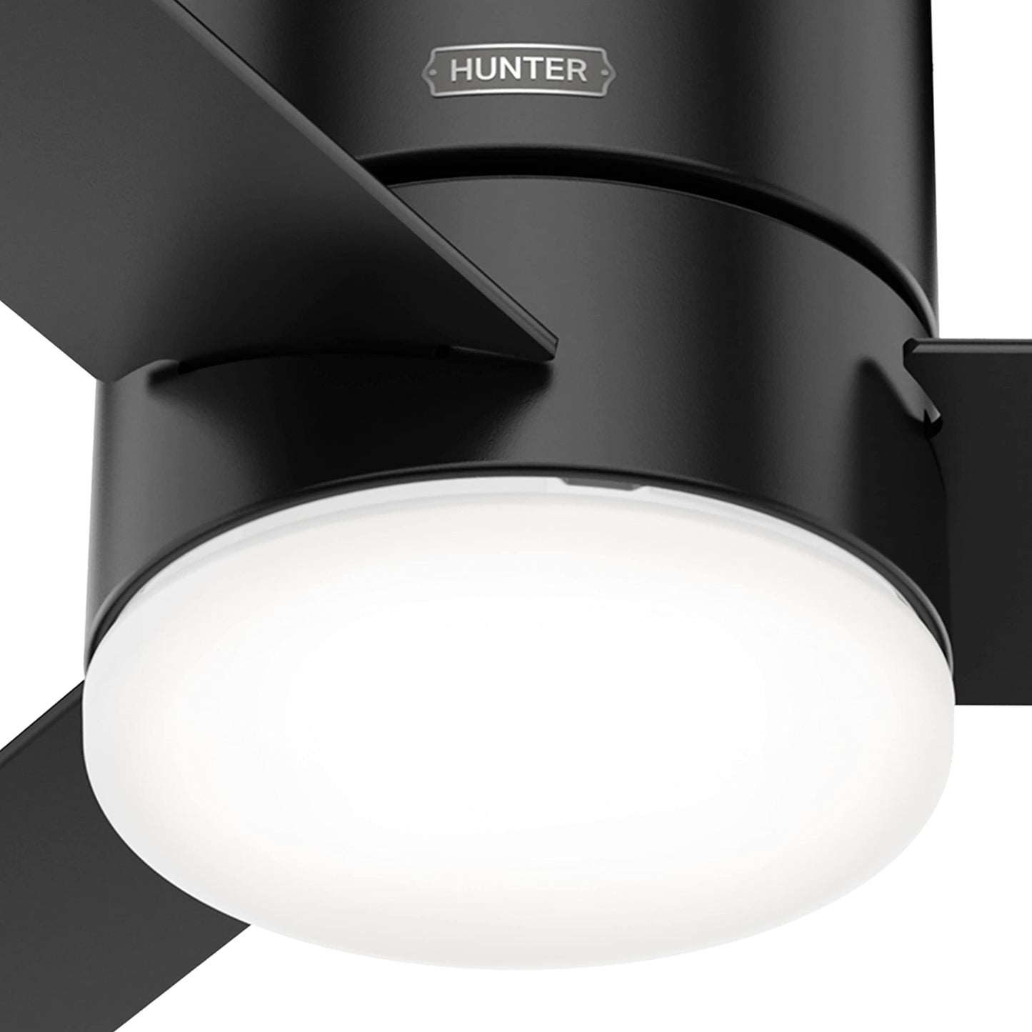 Hunter Fan 52 inch Low Profile Matte Black Indoor Ceiling Fan with LED Light Kit and Remote Control (Renewed)