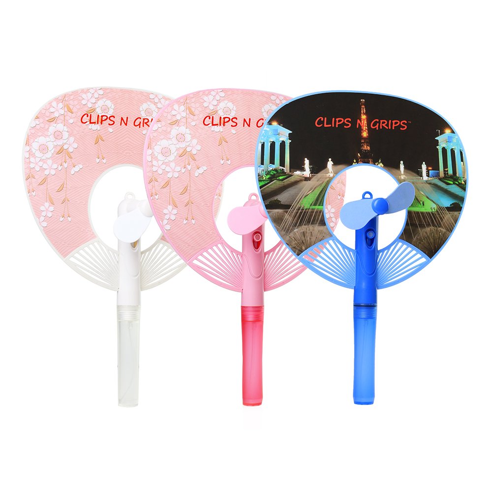Clips N Grips Multifunctional 3-in-1 Mini Handheld Mist Fan, Blue