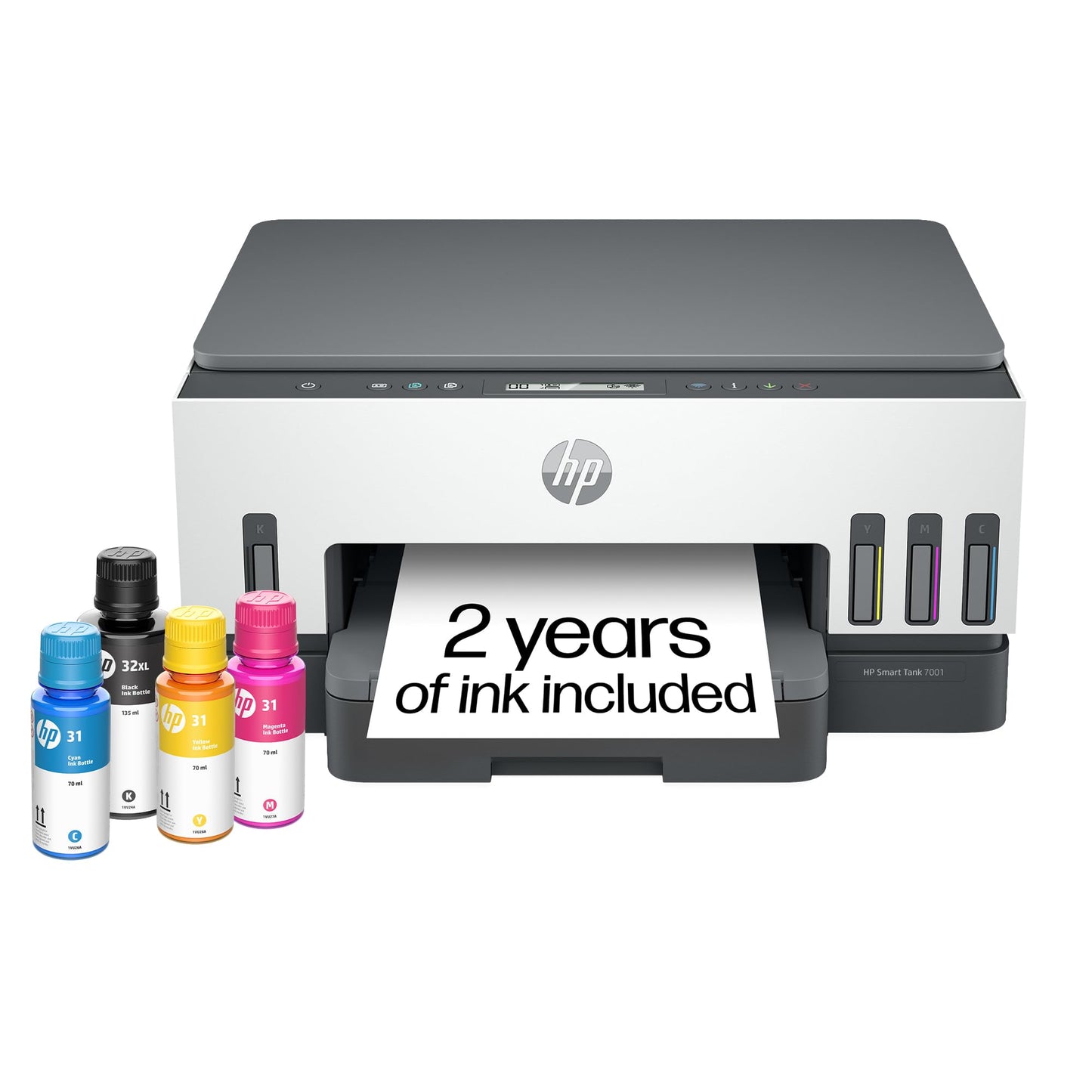 HP Smart Tank 7001 Wireless All-in-One Ink Tank Printer, Scanner, Copier with 2 Years of Ink Included, Best-for-Home Office, Cartridge-Free