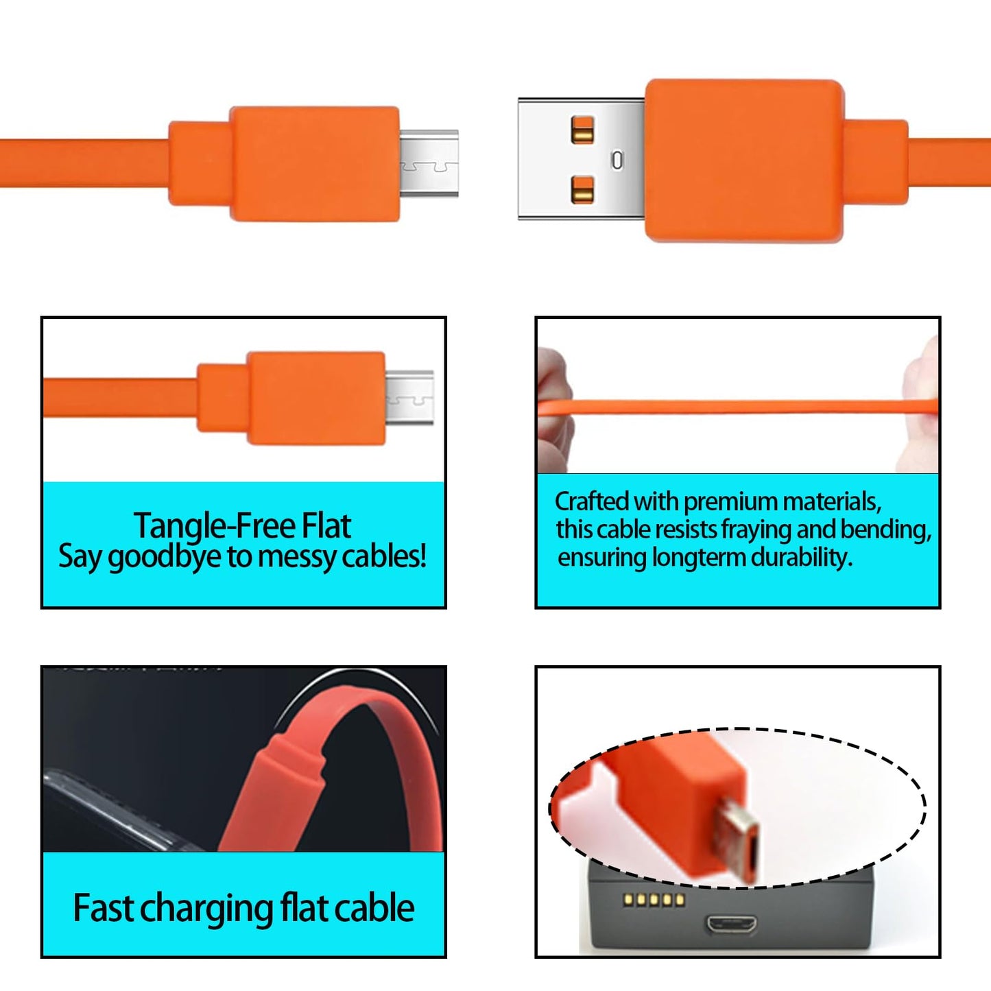 FSQWUR Replacement Charging Charger Cable Cord Compatible with Ring Enabled Video Doorbell (Released in 2020) 2/3/3 Plus/ 4, Peephole Cam, Doorbell