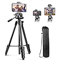 Sensyne 64" Camera Tripod Stand, Versatile Phone & iPad Tripod with Wireless Remote and 2-in-1 Phone Holder for Selfie/Video Recording/Photo/Live
