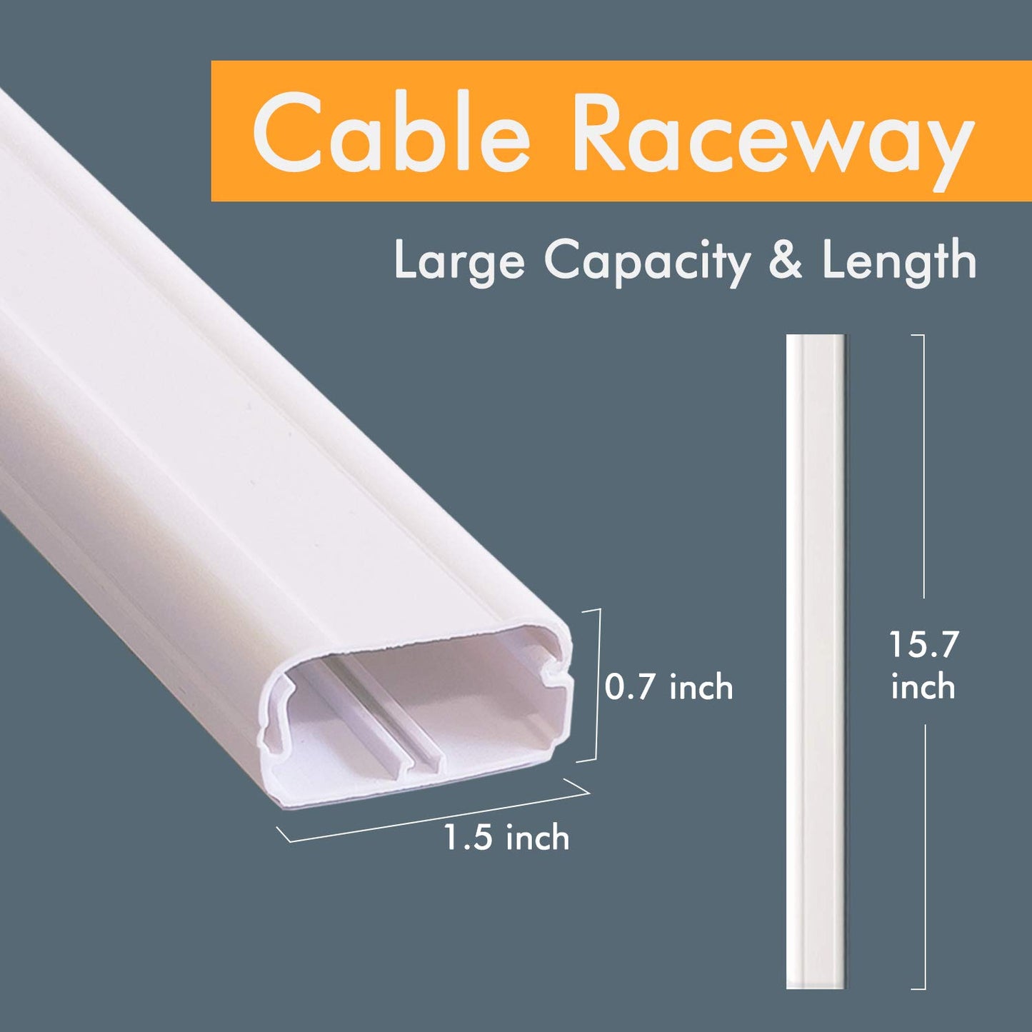 TV Cord Cover Cable Raceway on Wall, 31.5 inch Cable Management System for Cord Cable Concealer, Printable White Cable Cover Channel for Wall Mounted