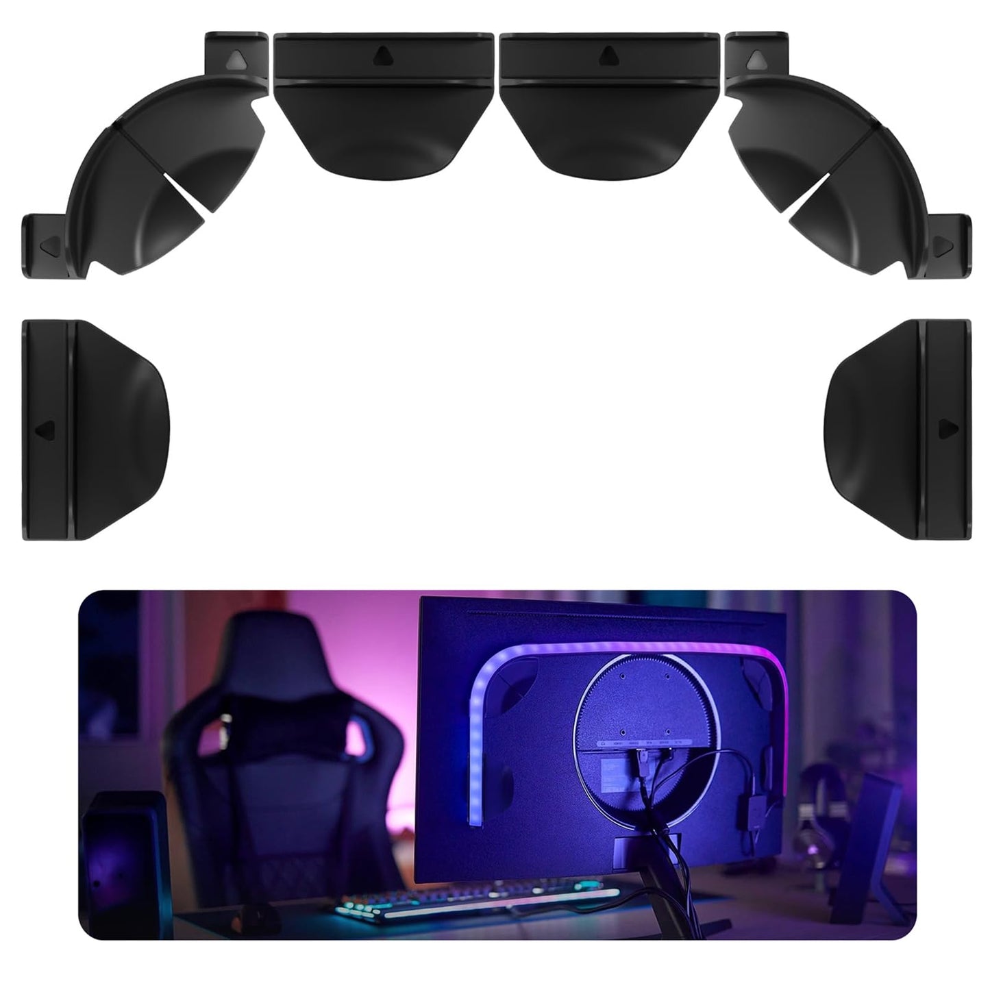 Upgraded Brackets Set Fit for Philips Hue Play Gradient Light Strip, Compatible with 55" 65" 75" Hue TV Lightstrip, Light Strip Brackets Kit, LED
