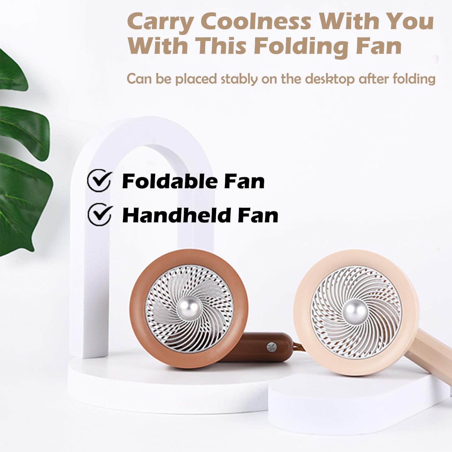 Ericfavre Portable Fan For Travel, 3 IN 1 USB Rechargeable Handheld Mini Fan For Women, Personal Portable Small Fans Foldable Cute Design 6 Speed Wind
