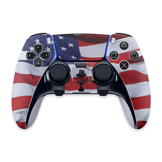 MightySkins Skin Compatible with PS5 DualSense Edge Controller - American Flag | Protective, Durable, and Unique Vinyl Decal wrap Cover | Easy