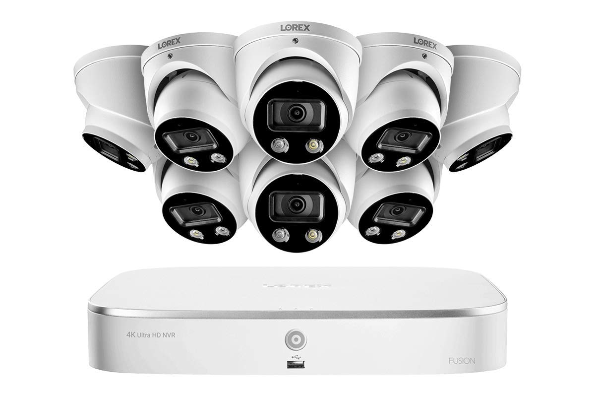 Lorex Technology N4K2SD-88WD 4K Smart Deterrence Surveillance System Featuring N842A82 2TB 4K Fusion NVR and 8 E892DD 4K Two-Way Audio Smart Motion