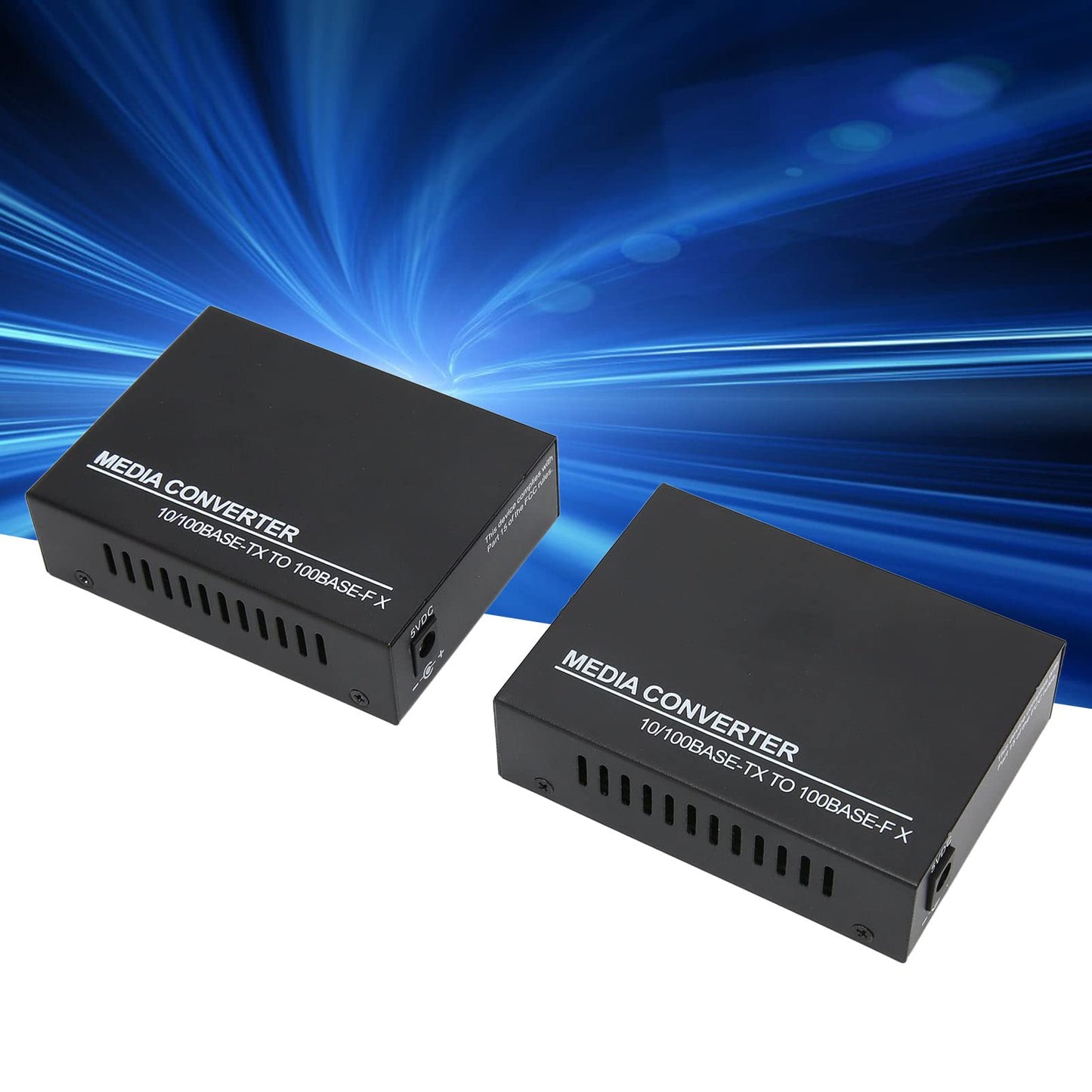 hoopoocolor Optical ethernet Media Converter, 10M 100M Adaptive Capability Full Half Duplex Mode, RJ45 Sc Up to 25Km, Optoelectronic Module Suitable