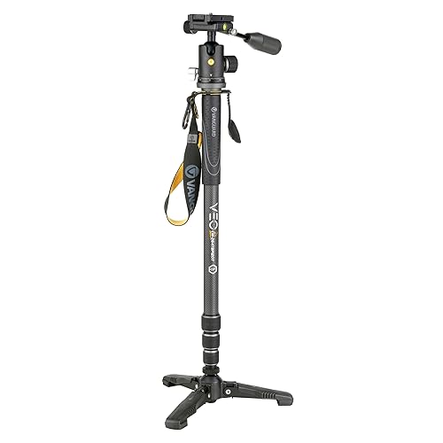 Vanguard VEO2SCM-264TBP120T Carbon Fiber Monopod with Tri-Stand Feet and VEO BP-120T Ball Head with Built-in Smartphone Holder Dark Grey