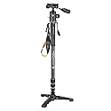 Vanguard VEO2SCM-264TBP120T Carbon Fiber Monopod with Tri-Stand Feet and VEO BP-120T Ball Head with Built-in Smartphone Holder Dark Grey