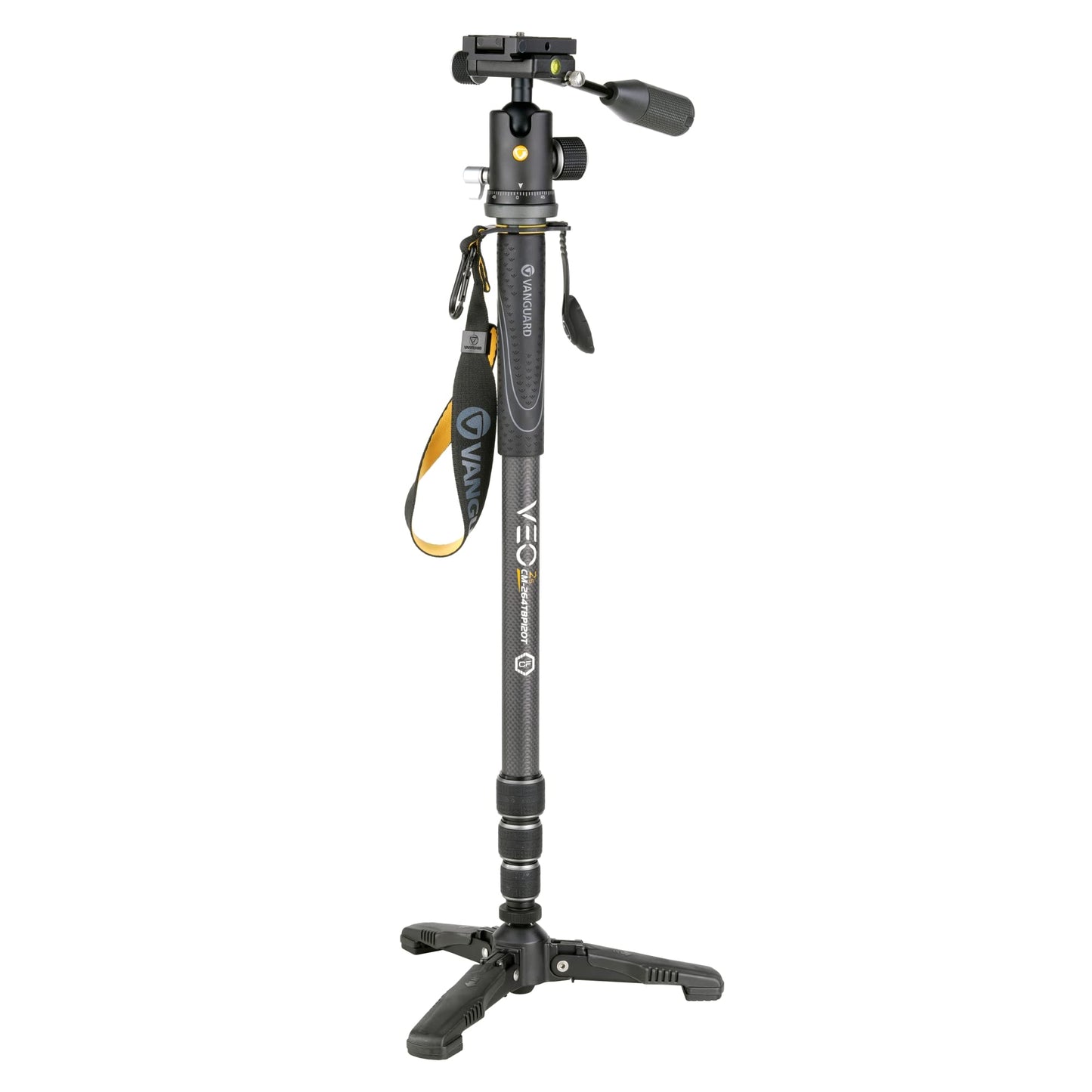 Vanguard VEO2SCM-264TBP120T Carbon Fiber Monopod with Tri-Stand Feet and VEO BP-120T Ball Head with Built-in Smartphone Holder Dark Grey