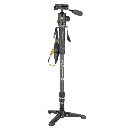 Vanguard VEO2SCM-264TBP120T Carbon Fiber Monopod with Tri-Stand Feet and VEO BP-120T Ball Head with Built-in Smartphone Holder Dark Grey