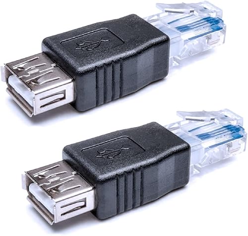 Herfair Ethernet to USB Adapter 2PCS for ADSL Modem/Router/Computer Camera/Surveillance Camera with Network Function - RJ45 LAN Internet Male to USB