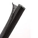 Hellermann Tyton 170-03024 Split Wrap Braided Sleeve, 0.50" ID, PET, Black, 75ft Reel