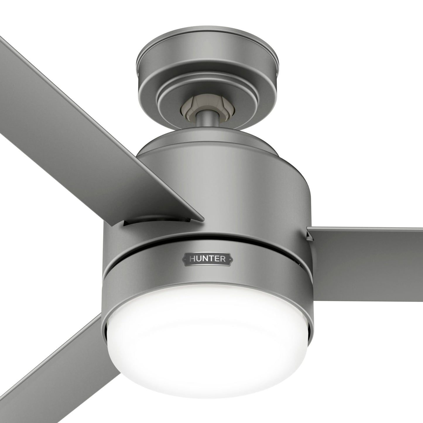 Hunter Fan 44 inch Casual Matte Silver Outdoor Ceiling Fan with LED Light Kit and Remote Control (Renewed)