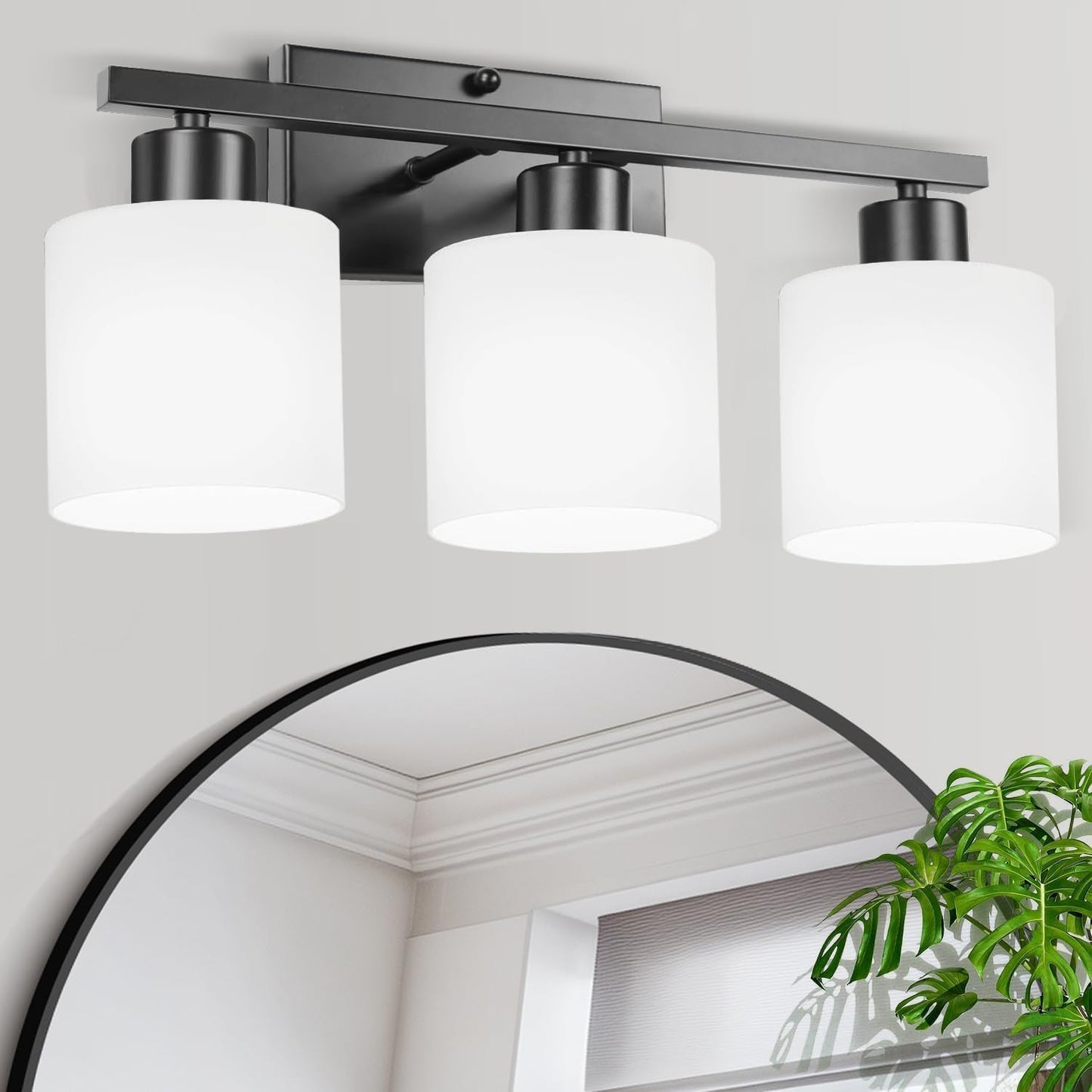 Capaaobc 3-Light Bathroom Vanity Light Fixture Over Mirror, Matte Black Bathroom Light Fixtures, Wall Sconces Lighting for Bedroom, Kitchen, Hallway