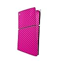 MightySkins Carbon Fiber Skin for PS5 PlayStation 5 Slim Digital Edition Console Only - Solid Hot Pink Protective Durable Textured Carbon Fiber Finish