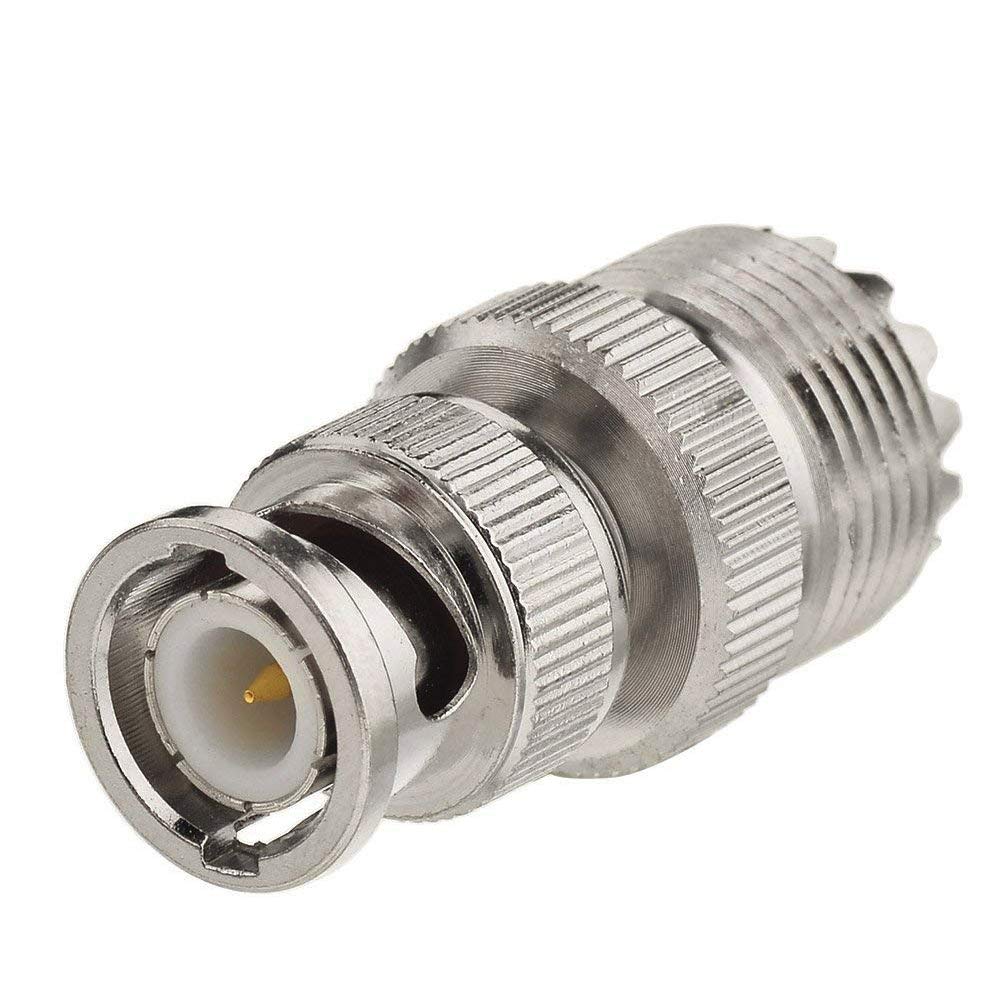 TengKo BNC Male to UHF Female SO-239 SO239 Adapter Connector RF Coaxial Coax Adapter for Antenna Coaxial Cable Radio Scanner (2 Pack)