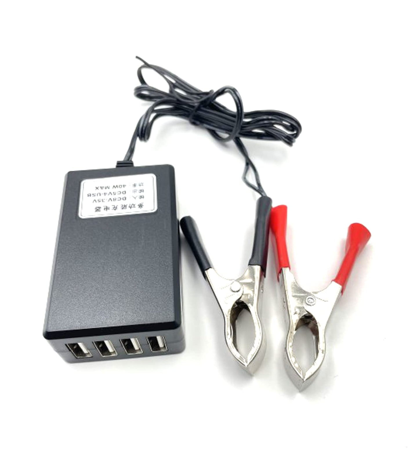 1Pcs 4 USB Port DC Converter Convert 12v 24 v to 5v Power Adapter Buck Charger with Battery Clip for Emergency USB Power
