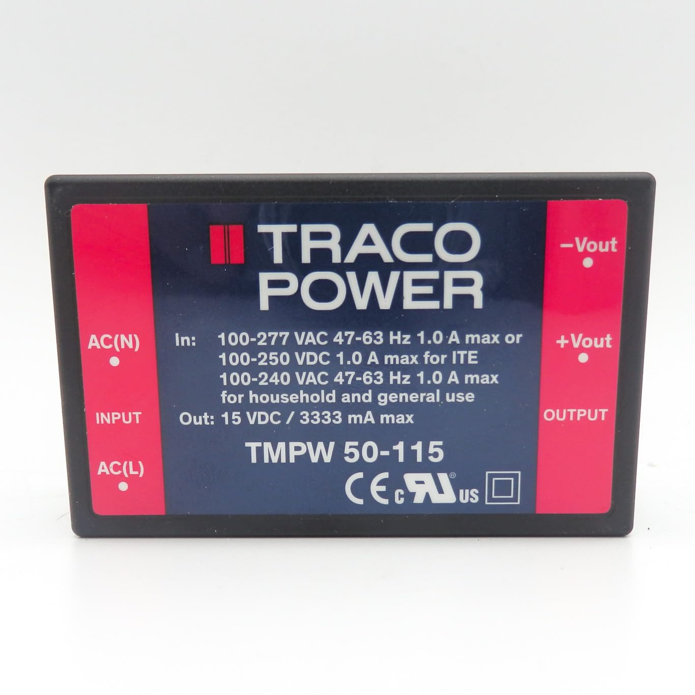 TMPW 50-115, AC/DC Power Modules 50W 15V 3333mA Encap PCB Mount