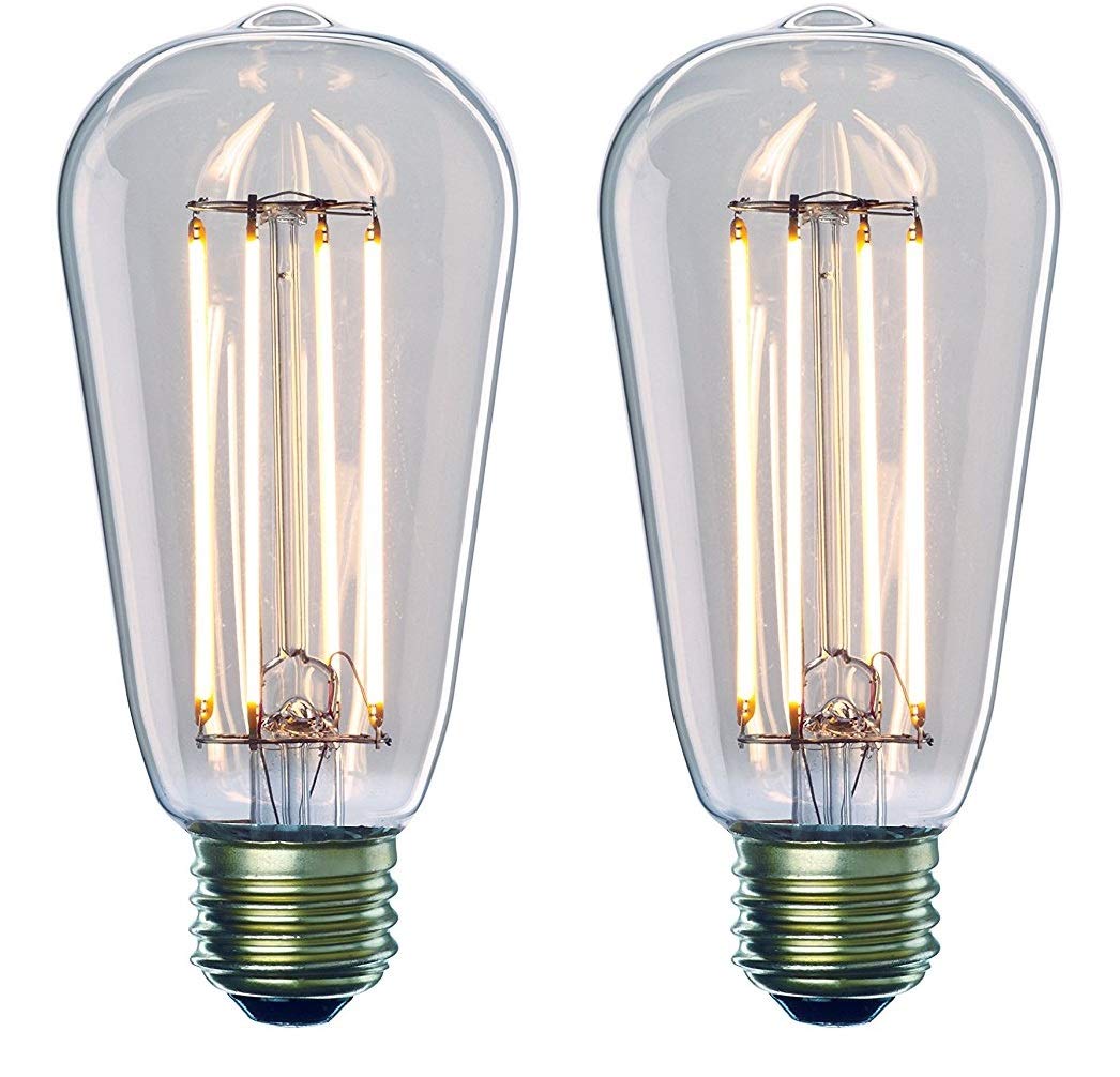 Bulbrite 8.5W 2700K LED ST18 Light Bulb with Medium/Standard Base, Warm White 2 Pack