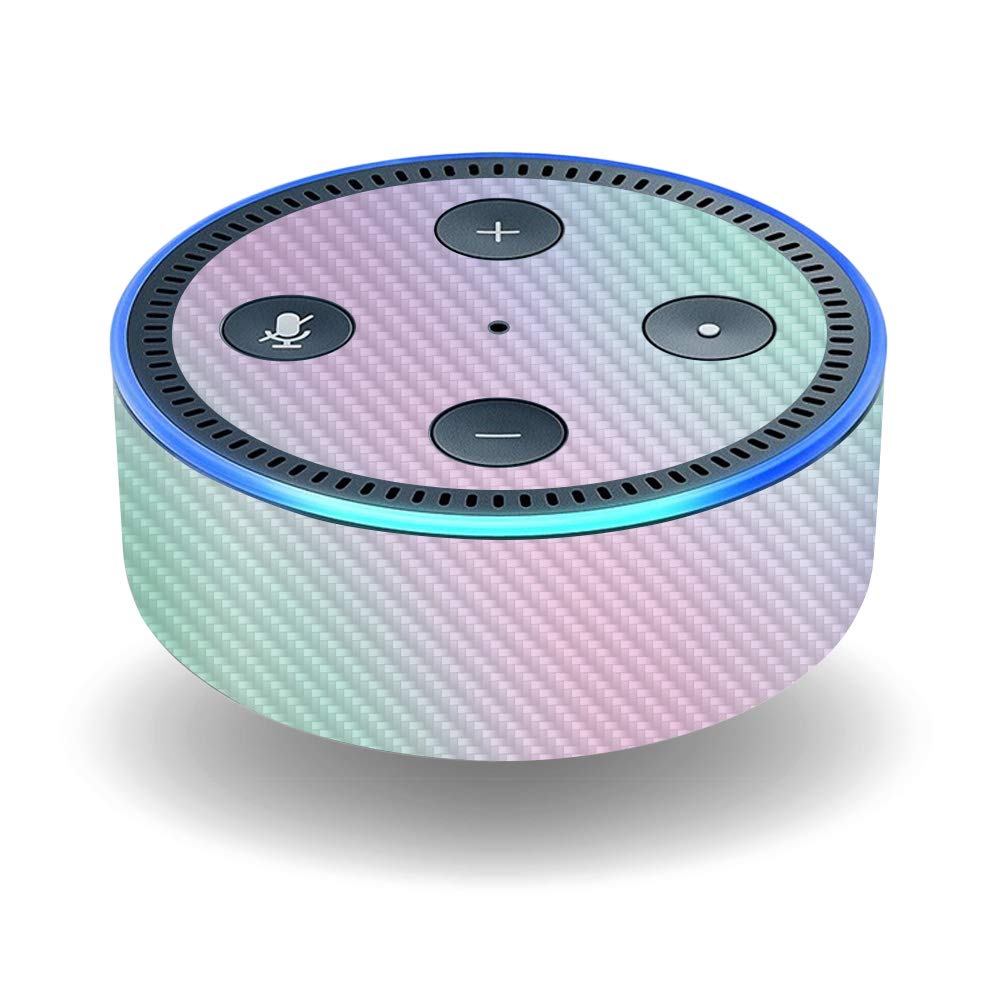 MightySkins Carbon Fiber Skin for Amazon Echo Dot (2ND Gen) - Cotton Candy | Protective, Durable Textured Carbon Fiber Finish | Easy to Apply…