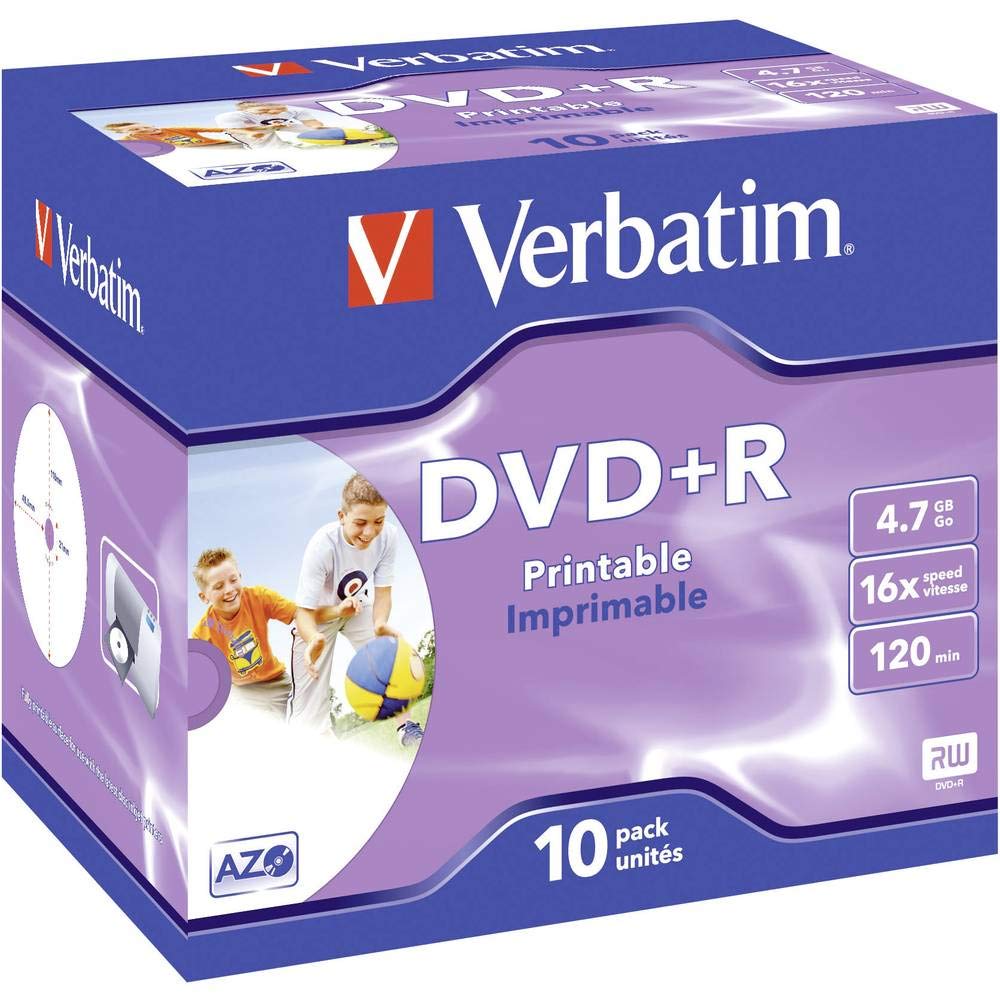 Verbatim 43508 16x Printable DVD+R - Jewel Cased 10 Pack