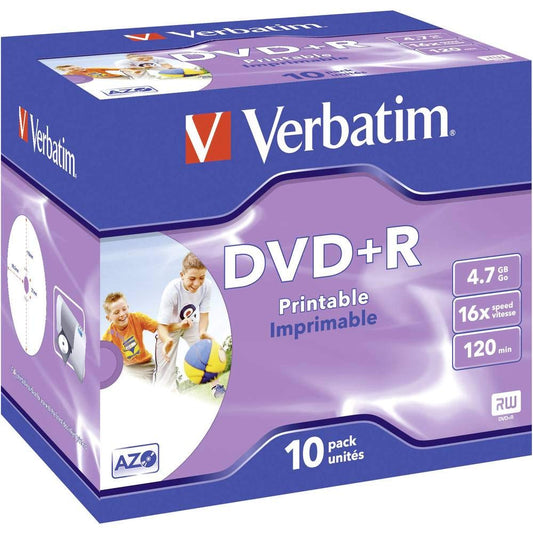 Verbatim 43508 16x Printable DVD+R - Jewel Cased 10 Pack