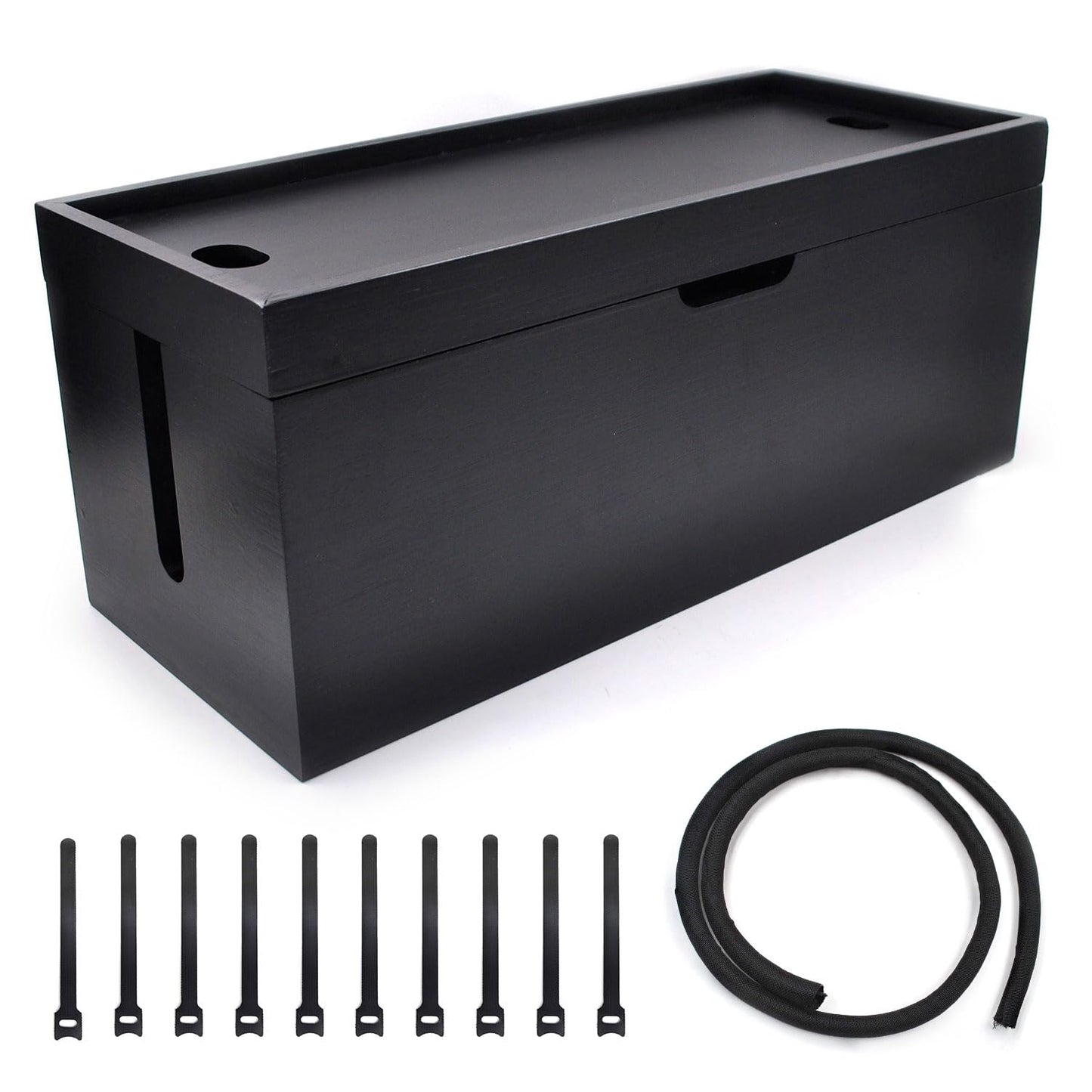 15 inch Bamboo Large Cable Management Box, Cable Box Organizer Cord Box Hider - Power Strip Box Hider Cable Storage Box for Office, TV Wires, Desk