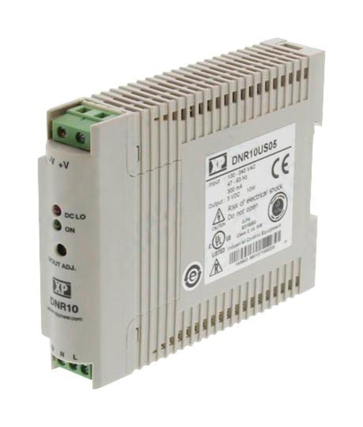 DNR10US05 Power Supply AC-DC; 5V, 2A; 90-264V in; Enclosed; 10W; DIN Rail; DNR Series