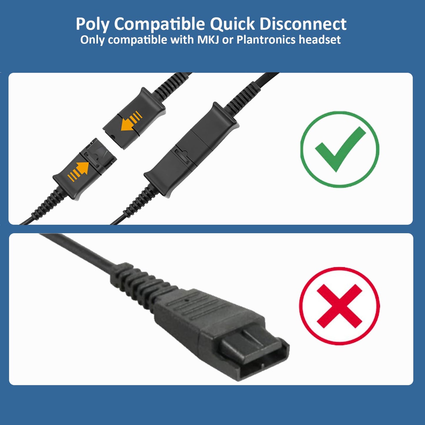 MKJ Headset Adapter Cable - Compatible with Cisco Phones, RJ9 Headset Cord, U10 Compatible for 7841 7942G 8841 7931G 7821 7861 9951 9971