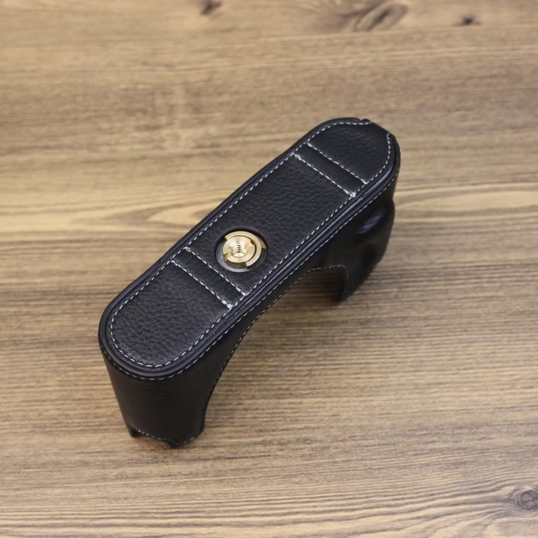 M11 Case, BolinUS Handmade Genuine Real Leather Half Camera Case Bag Cover for Leica M11 Bottom Opening Version + Hand Strap (Black)