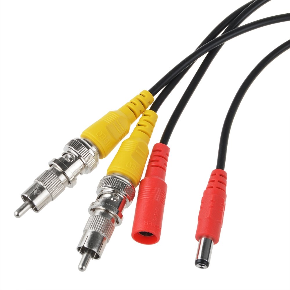 Flashmen 25ft 1 Pack BNC Video Power Cable Security Camera Wire Cord for CCTV DVR Surveillance System One Cable with 2X BNC to RCA connectors 2X BNC