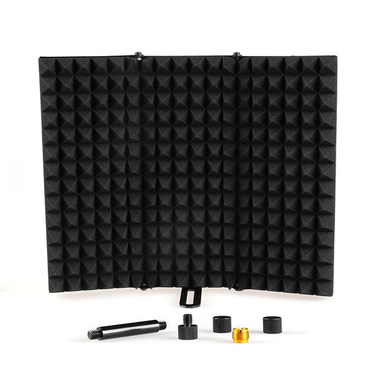 Studio Recording Microphone Isolation Shield, ZRAMO 3 Foldable Absorbing Foam Reflector Folding Panel, with Mic Pop Filter, Flexible & Durable, for