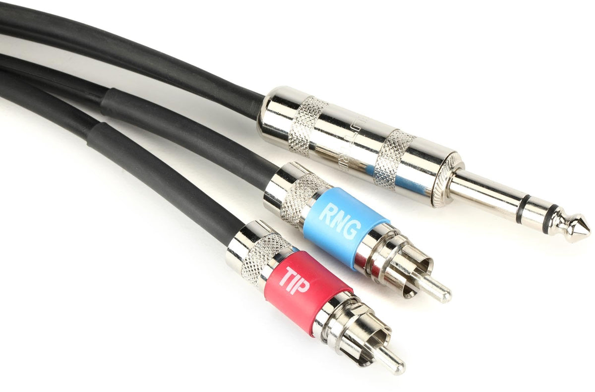 Proco 10 Feet IPBQ2R-10, 1/4 Inches TRSM to (2) RCAM Insert Cable